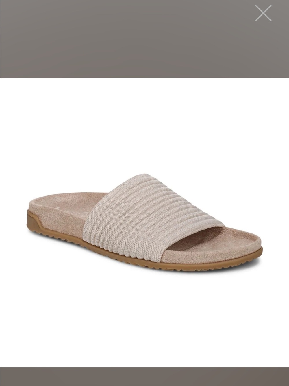 Vionic Ribbed Slide Sandal in Beige - Women's Casual Slip-On